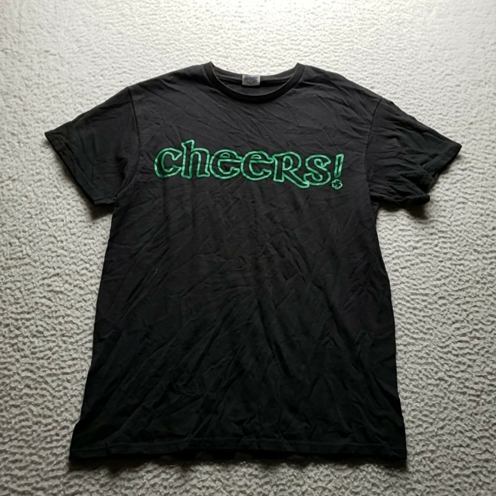 Delta Pro Weight Shirt Mens Medium Black Cheers Graphic Tee St Patricks Beer